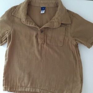 Old Navy Tan Short-Sleeve Polo with Chest Pocket